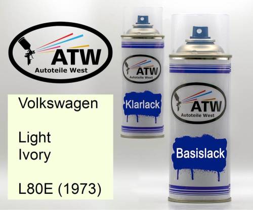 Volkswagen, Light Ivory, L80E (1973): 400ml Sprühdose + 400ml Klarlack - Set, von ATW Autoteile West.